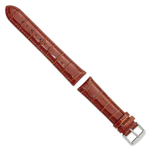 Image of 20mm 7.5" Havana Croc Style Leather Chrono Silver-tone Buckle Watch Band