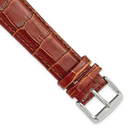 Image of 20mm 7.5" Havana Croc Style Leather Chrono Silver-tone Buckle Watch Band