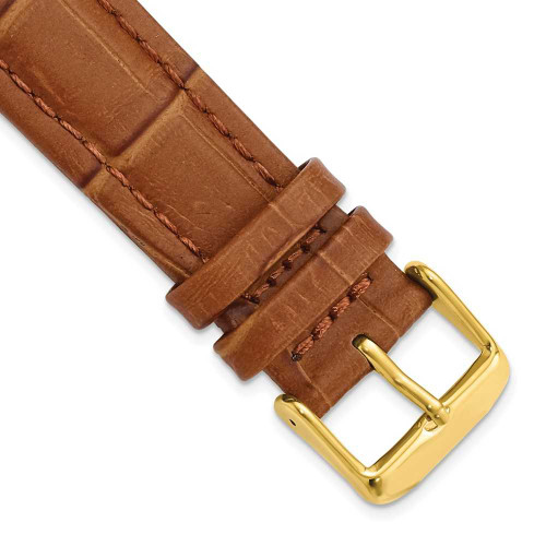 Image of 20mm 7.5" Havana Matte Alligator Style Grain Leather Gold-tone Buckle Watch Band