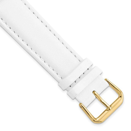 Image of 20mm 7.5" White Smooth Leather Gold-tone Buckle Watch Band