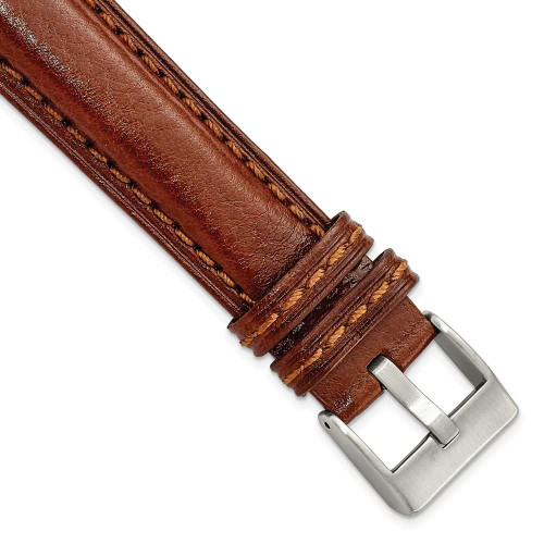 Image of 20mm 7.75" Brushed Stainless Steel Buckle Havana Belting Leather Watch Band