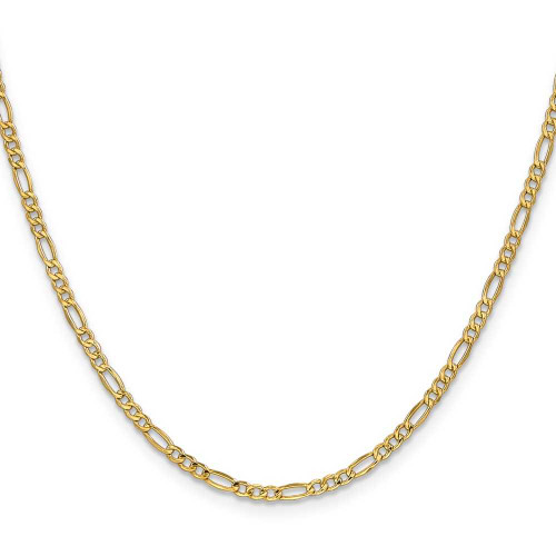 Image of 22" 10K Yellow Gold 2.5mm Semi-Solid Figaro Chain Necklace