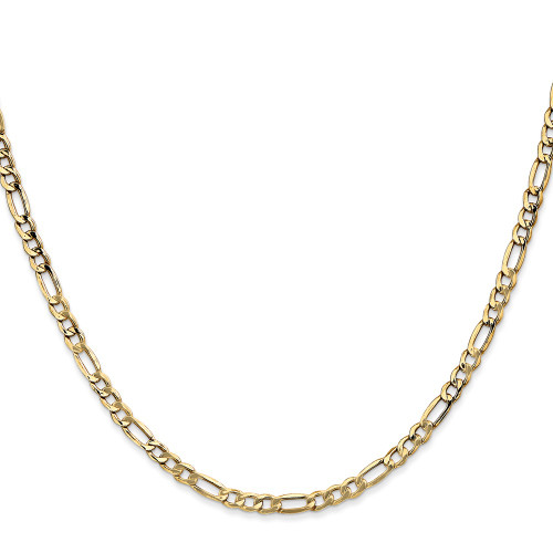 22" 10K Yellow Gold 3.5mm Semi-Solid Figaro Chain Necklace