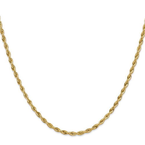Image of 22" 10K Yellow Gold 3mm Semi-Solid Rope Chain Necklace