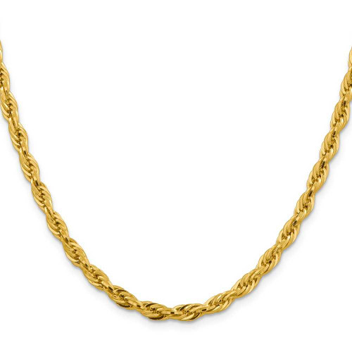 Image of 22" 10K Yellow Gold 4.75mm Semi-Solid Rope Chain Necklace
