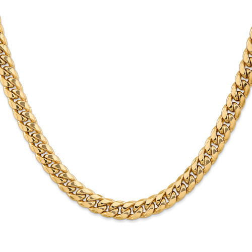 22" 10K Yellow Gold 7.3mm Semi-Solid Miami Cuban Chain Necklace