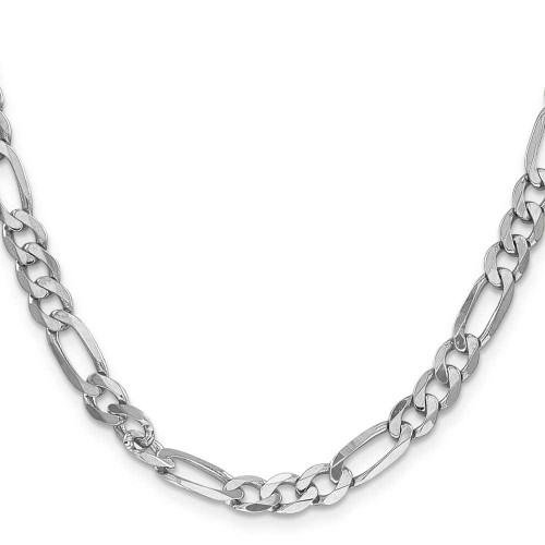Image of 22" 14K White Gold 6mm Flat Figaro Chain Necklace
