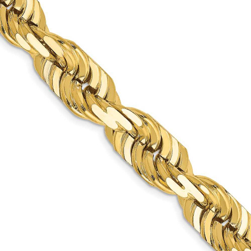 Image of 22" 14K Yellow Gold 10mm Diamond-cut Rope with Fancy Lobster Clasp Chain Necklace