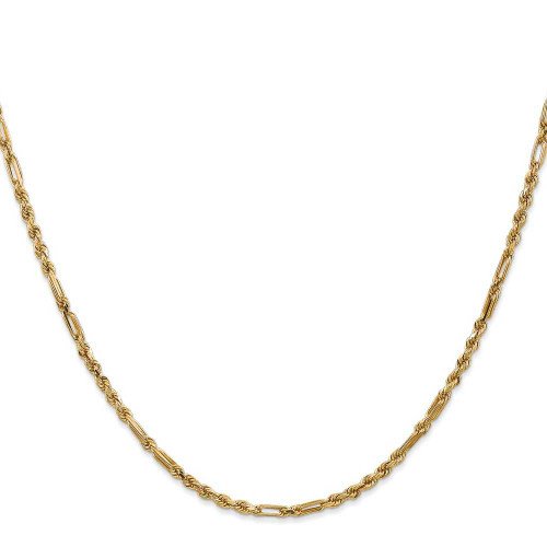 Image of 22" 14K Yellow Gold 2.5mm Diamond-cut Milano Rope Chain Necklace
