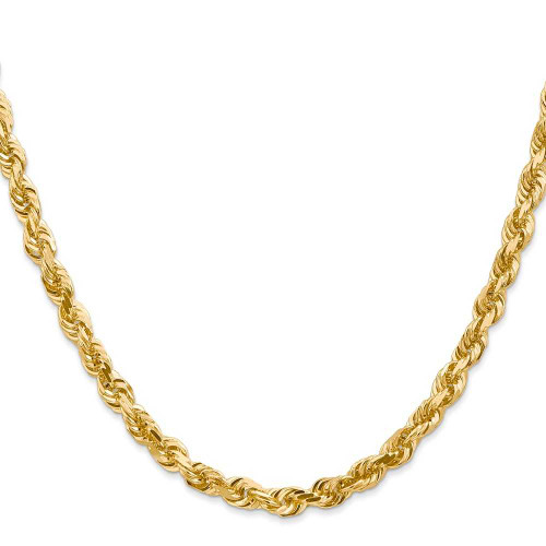 Image of 22" 14K Yellow Gold 5.0mm Diamond-cut Quadruple Rope Chain Necklace