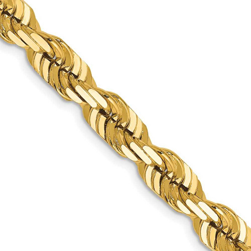 Image of 22" 14K Yellow Gold 6.5mm Diamond-cut Rope with Fancy Lobster Clasp Chain Necklace