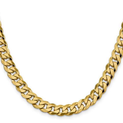 Image of 22" 14K Yellow Gold 8.5mm Flat Beveled Curb Chain Necklace
