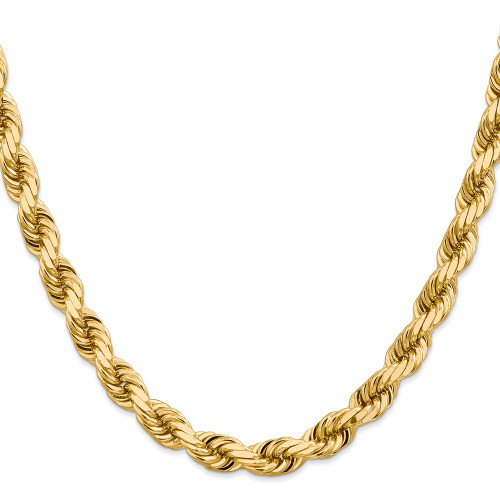 22" 14K Yellow Gold 8mm Diamond-cut Rope with Fancy Lobster Clasp Chain Necklace