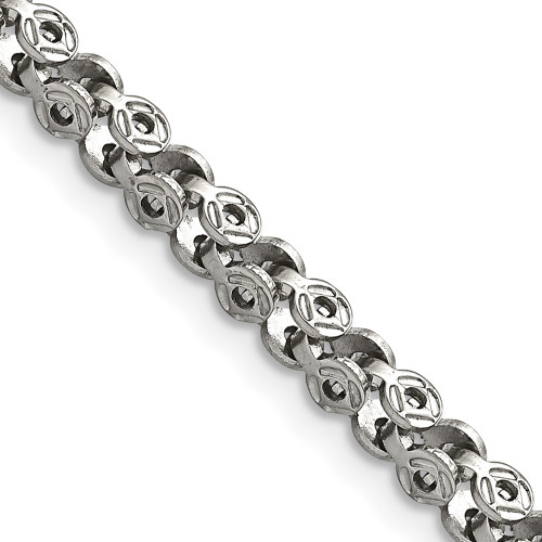 22" Stainless Steel 3.75mm Polished Fancy Circle Link Chain Necklace
