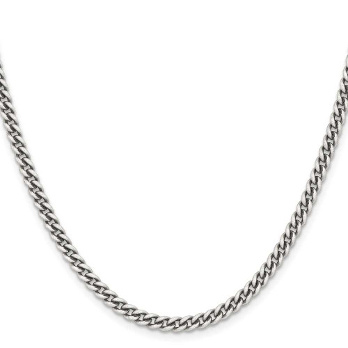 Image of 22" Stainless Steel Antiqued 4mm Round Curb Chain Necklace
