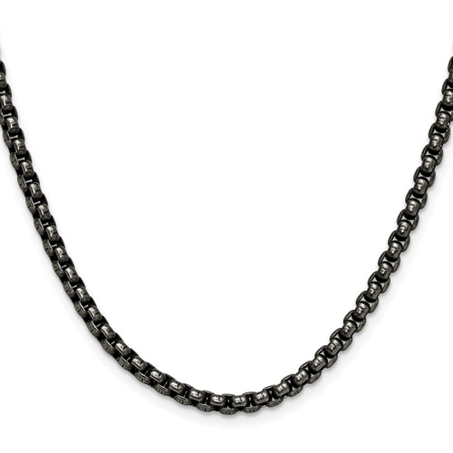 22 inch Stainless Steel Antiqued and Polished 3.9mm Rounded Box Chain Necklace