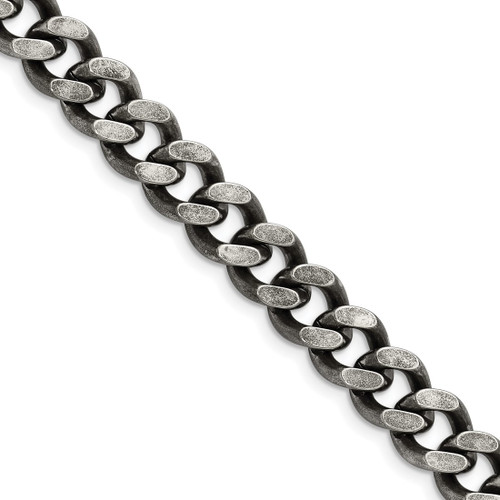 22 inch Stainless Steel Oxidized 9.25mm Curb Chain Necklace