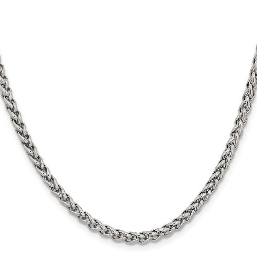 Image of 22" Stainless Steel Polished 4mm Wheat Chain Necklace