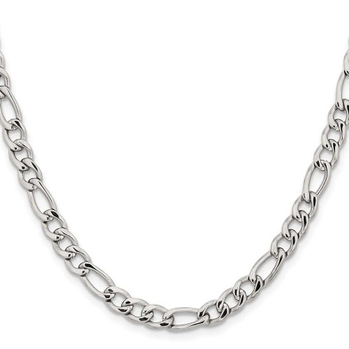 Image of 22" Stainless Steel Polished 6.3mm Figaro Chain Necklace