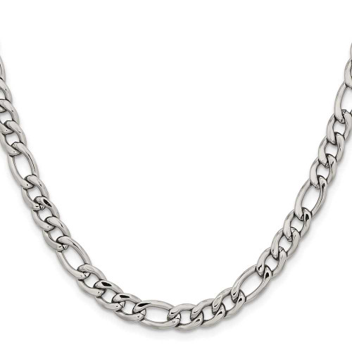 Image of 22" Stainless Steel Polished 6.75mm Figaro Chain Necklace