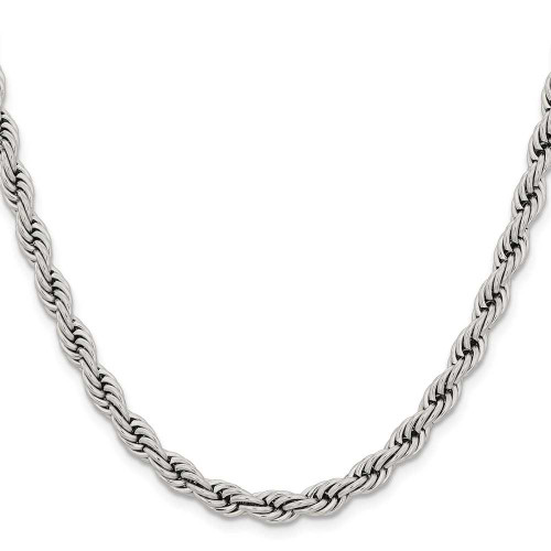 Image of 22" Stainless Steel Polished 6mmRope Chain Necklace