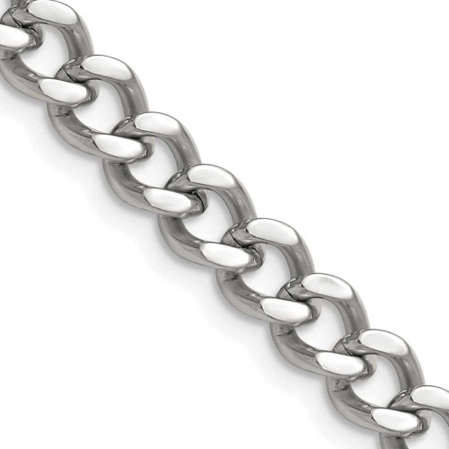 Image of 22" Stainless Steel Polished 7.5mm Curb Chain Necklace