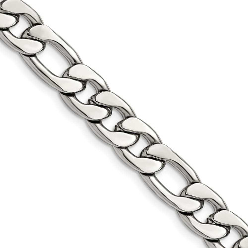 Image of 22" Stainless Steel Polished 8.75mm Figaro Chain Necklace