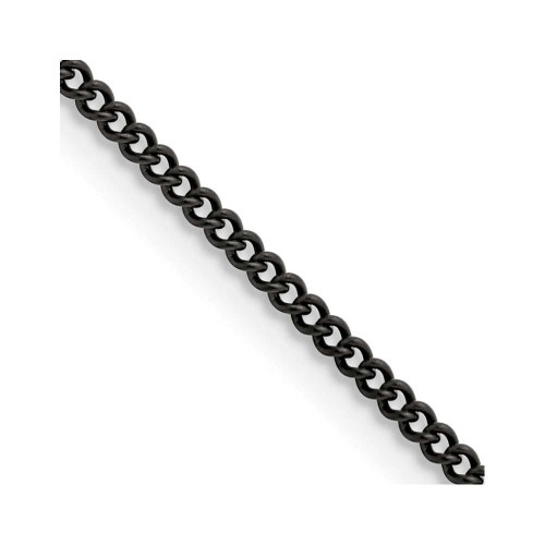 Image of 22" Stainless Steel Polished Black IP-plated 2.25mm Round Curb Chain Necklace