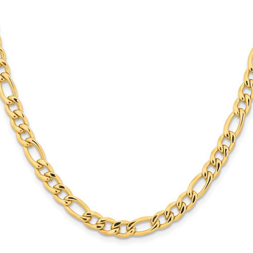 Image of 22" Stainless Steel Polished Yellow IP-plated 6.3mm Figaro Chain Necklace
