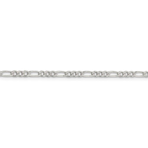 Image of 22" Sterling Silver 3mm Pave Flat Figaro Chain Necklace