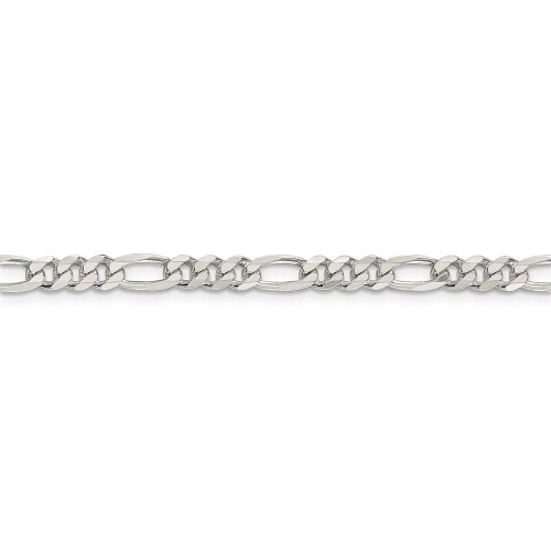Image of 22" Sterling Silver 4.75mm Pave Flat Figaro Chain Necklace