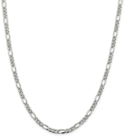 Image of 22" Sterling Silver 4.75mm Pave Flat Figaro Chain Necklace