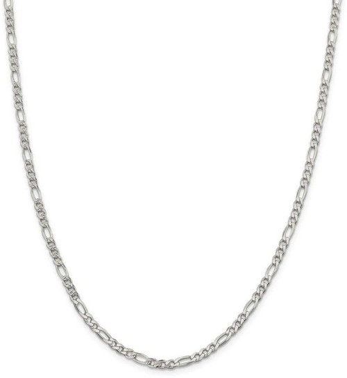 Image of 22" Sterling Silver 4mm Pave Flat Figaro Chain Necklace