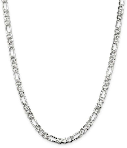 Image of 22" Sterling Silver 5.5mm Pave Flat Figaro Chain Necklace