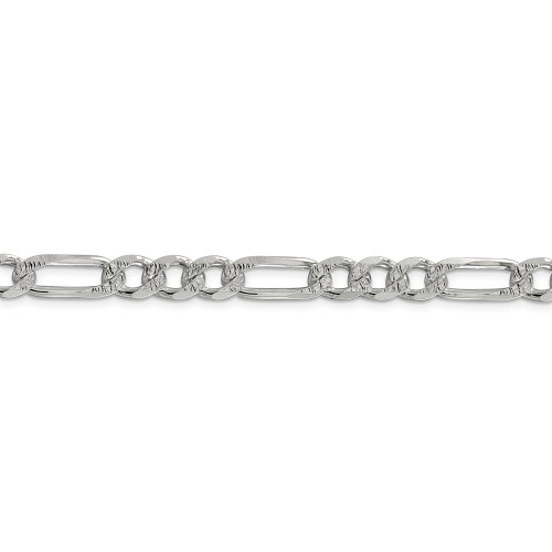 Image of 22" Sterling Silver 7.25mm Pave Flat Figaro Chain Necklace