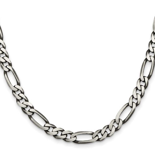 Image of 22" Sterling Silver Antiqued 6.5mm Figaro Chain Necklace
