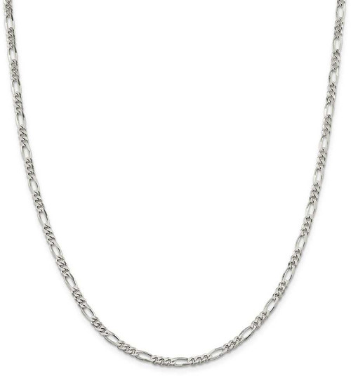 Image of 22" Sterling Silver Rhodium-plated 4mm Figaro Chain Necklace