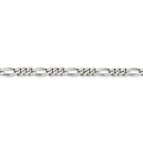 Image of 22" Sterling Silver Rhodium-plated 5.25mm Figaro Chain Necklace