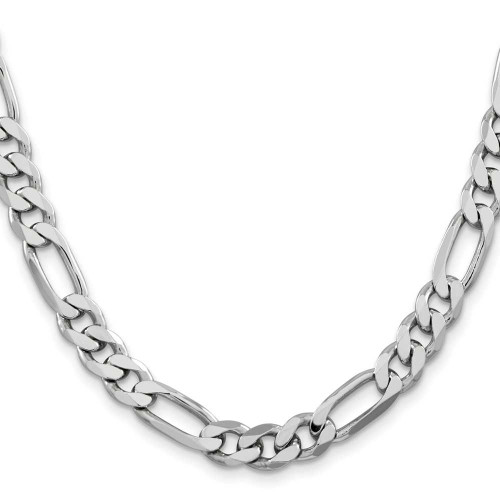 Image of 22" Sterling Silver Rhodium-plated 7.75mm Figaro Chain Necklace