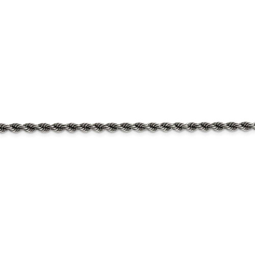 Image of 22" Sterling Silver Ruthenium-plated 3mm Rope Chain Necklace