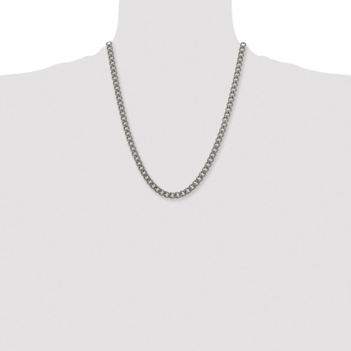 Image of 22" Titanium Polished 7.5mm Curb Chain Necklace