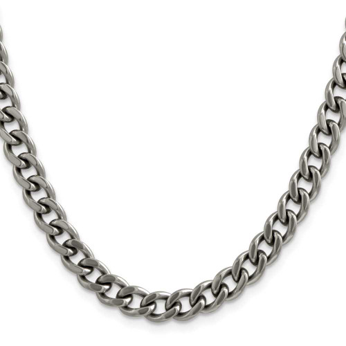 Image of 22" Titanium Polished 7.5mm Curb Chain Necklace with Lobster Clasp