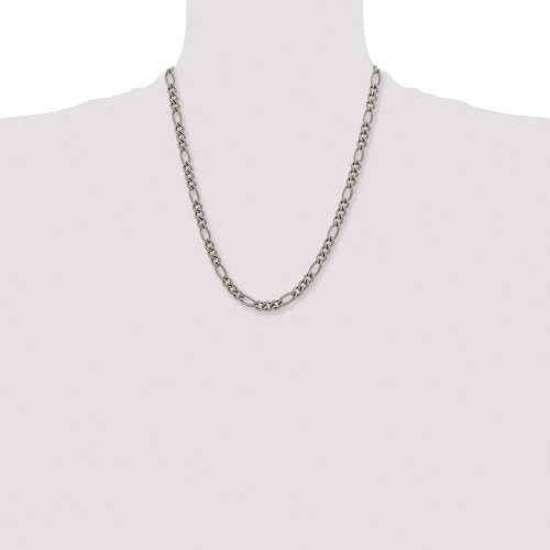 Image of 22" Titanium Polished 7mm Figaro Chain Necklace