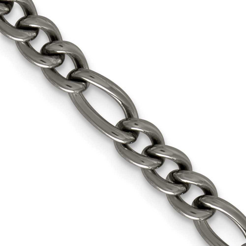 Image of 22" Titanium Polished 7mm Figaro Chain Necklace