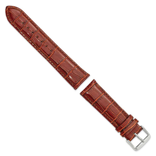 Image of 22mm 7.5" Havana Croc Style Leather Chrono Silver-tone Buckle Watch Band