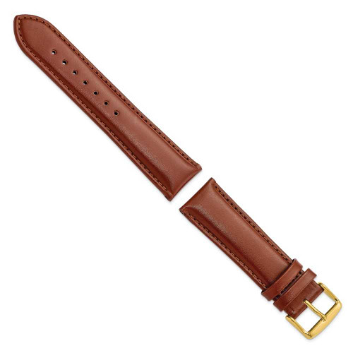 Image of 22mm 7.5" Havana Leather Chrono Gold-tone Buckle Watch Band