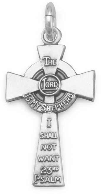 Image of 23rd Psalm Cross Charm 925 Sterling Silver