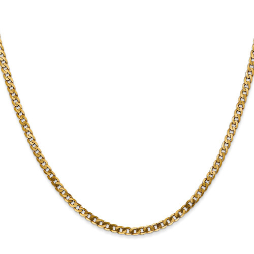 24" 10K Yellow Gold 2.9mm Flat Beveled Curb Chain Necklace