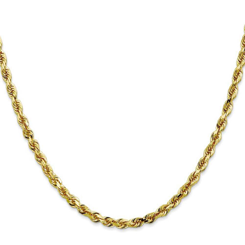 Image of 24" 10K Yellow Gold 4mm Diamond-cut Quadruple Rope Chain Necklace
