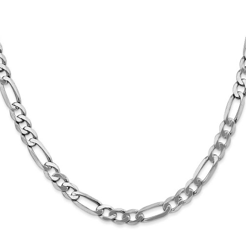 Image of 24" 14K White Gold 5.5mm Flat Figaro Chain Necklace